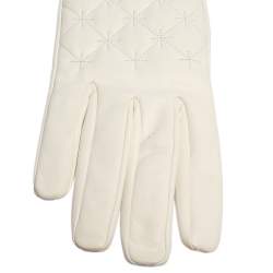 Pre Owned Chanel White Quilted Strap Gloves 
