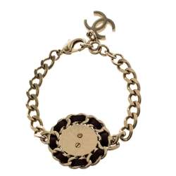 Chanel Burgundy Interwoven Leather Chain Bracelet