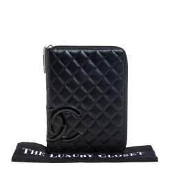 Pre Owned Chanel Black Leather Large Cambon Agenda Cover
