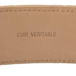 Pre Owned Chanel Beige Quilted Leather CC Buckle Belt 100CM