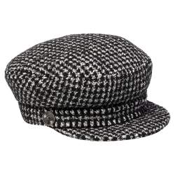 Pre Owned Chanel Monochrome Tweed Newsboy Cap L