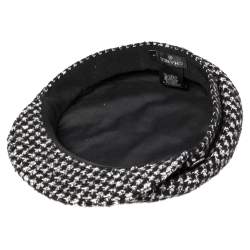 Pre Owned Chanel Monochrome Tweed Newsboy Cap L
