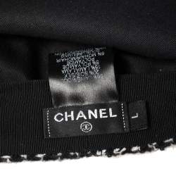 Pre Owned Chanel Monochrome Tweed Newsboy Cap L