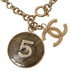 Chanel Pale Gold Tone N°5 CC Medallion Charm Chain Bracelet