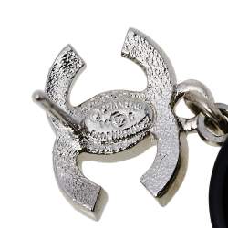 Chanel Silver Tone Crystal Clover Drop Earrings