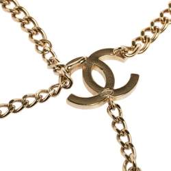 Pre Owned Chanel Gold Tone Enamel CC Charm Chain Belt
