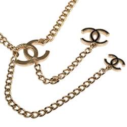 Pre Owned Chanel Gold Tone Enamel CC Charm Chain Belt