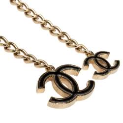 Pre Owned Chanel Gold Tone Enamel CC Charm Chain Belt