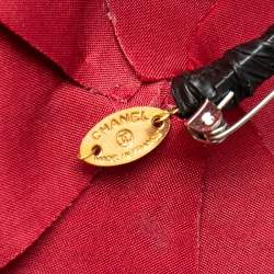 Pre Owned دبوس بروش شانيل حرير أحمر فينتدج كاميليا 