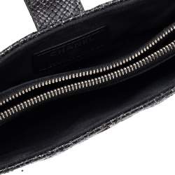 Pre Owned Chanel Black Shimmering Quilted Leather CC Phone Pouch
