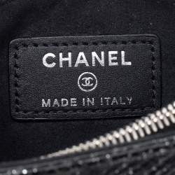 Pre Owned Chanel Black Shimmering Quilted Leather CC Phone Pouch
