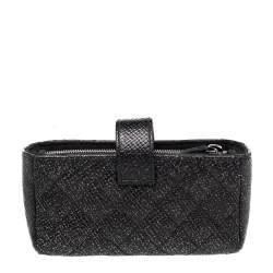 Pre Owned Chanel Black Shimmering Quilted Leather CC Phone Pouch
