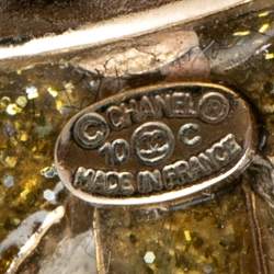 Chanel Pale Gold Tone Crystal Embellished CC Starburst Ring Size EU 53