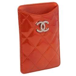 Chanel Orange Quilted Patent Leather CC iPhone Case