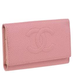 Pre Owned Chanel Pink Caviar Leather CC Logo 6 Key Holder