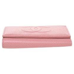 Pre Owned Chanel Pink Caviar Leather CC Logo 6 Key Holder