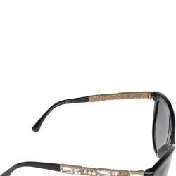 Pre Owned Chanel Black/Black Polarized Baguette Crystal 5307-B Bijou Cat Eye Sunglasses