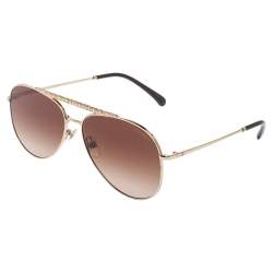 Pre Owned Chanel Gold Tone/ Brown Gradient 4231 Aviator Sunglasses