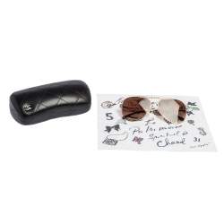 Pre Owned Chanel Gold Tone/ Brown Gradient 4231 Aviator Sunglasses