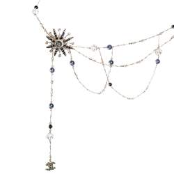 Pre Owned حزام شانيل ستاربرست CC ذهبي فاتح مطرز بسلسلة  