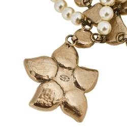 Pre Owned Chanel Pale Gold tone Faux Pearl & Crystal Embellished Headpiece