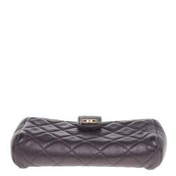 Pre Owned Chanel Purple Quilted Leather CC Phone Pouch