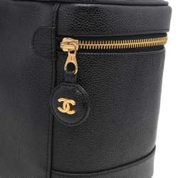 Pre Owned Chanel Black Caviar Leather Vintage Vanity Case