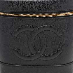 Pre Owned Chanel Black Caviar Leather Vintage Vanity Case