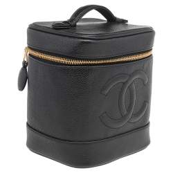 Pre Owned Chanel Black Caviar Leather Vintage Vanity Case
