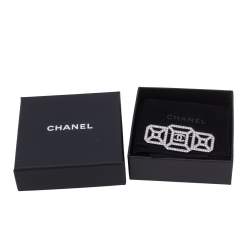 Chanel Silver Tone Crystal Embellished Pin Brooch