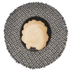 Pre Owned Chanel Beige Straw & Tweed Fedora Hat M