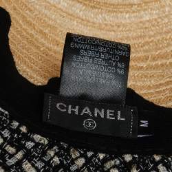Pre Owned Chanel Beige Straw & Tweed Fedora Hat M