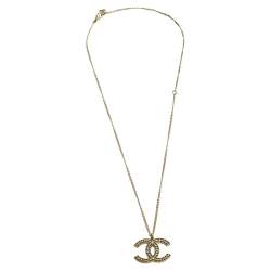 Pre Owned قلادة شانيل سي سي ذهبية اللون