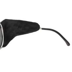 مملوكة مسبقًا Chanel Black/White Quilted Leather and Silver Tone Metal 4192 CC Aviator Sunglasses