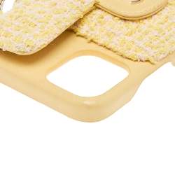 Pre Owned Chanel Yellow Quilted Tweed and Leather iPhone 12 Pro Classic Chain Case