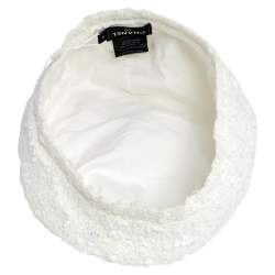 Pre Owned Chanel Ivory Tweed Beret S