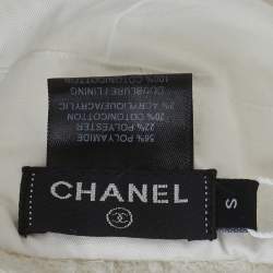 Pre Owned Chanel Ivory Tweed Beret S