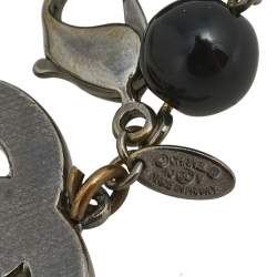 مملوكة مسبقًا سوار شانيل سي سي خرز لؤلؤ صناعي  أسود  فضي اللون