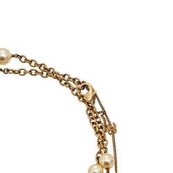 Chanel Gold Tone Graduated Pearl CC Charm Double Layer Necklace 