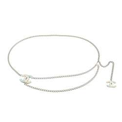 Pre Owned حزام شانيل CC إيناميل متعدد الألوان فضي اللون سلسلة