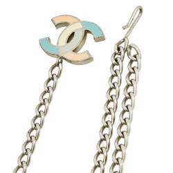 Pre Owned حزام شانيل CC إيناميل متعدد الألوان فضي اللون سلسلة