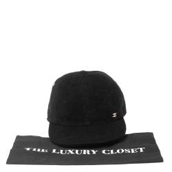 مملوكة مسبقًا قبعة بيسبول شانيل قماش تيري أسود برباط خلفي مقاس متوسط - ميديوم