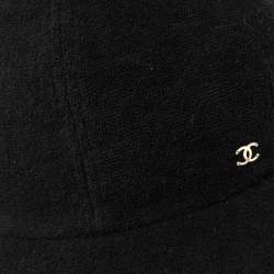 مملوكة مسبقًا قبعة بيسبول شانيل قماش تيري أسود برباط خلفي مقاس متوسط - ميديوم