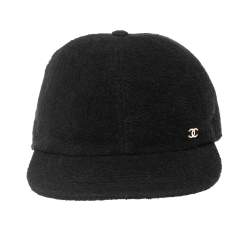 مملوكة مسبقًا قبعة بيسبول شانيل قماش تيري أسود برباط خلفي مقاس متوسط - ميديوم