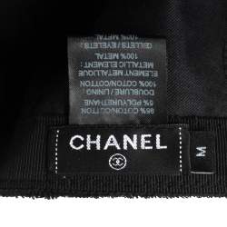 مملوكة مسبقًا قبعة بيسبول شانيل قماش تيري أسود برباط خلفي مقاس متوسط - ميديوم