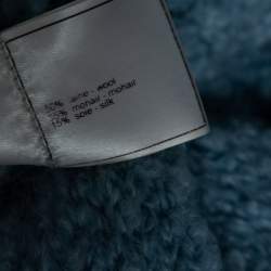 مملوكة مسبقًا وشاح شانيل صوف موهير مزين مزخرف أزرق فاتح بشراشيب 