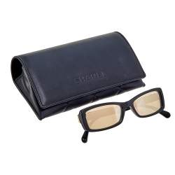 Pre Owned نظارة شمسية شانيل S0129 سوداء/ذهبية عاكسة مستطيلة