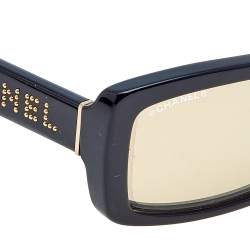 Pre Owned نظارة شمسية شانيل S0129 سوداء/ذهبية عاكسة مستطيلة