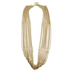 Pre Owned Chanel Gold-Tone Multi Strand Chain Necklace