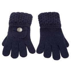 Pre Owned Chanel Navy Blue Cashmere Knit Gloves
